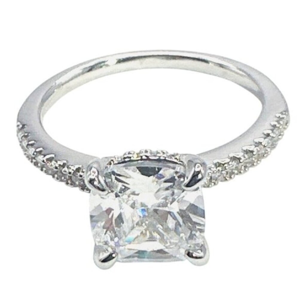 Womens Silver Plated Brass Cubic Zirconia Ring